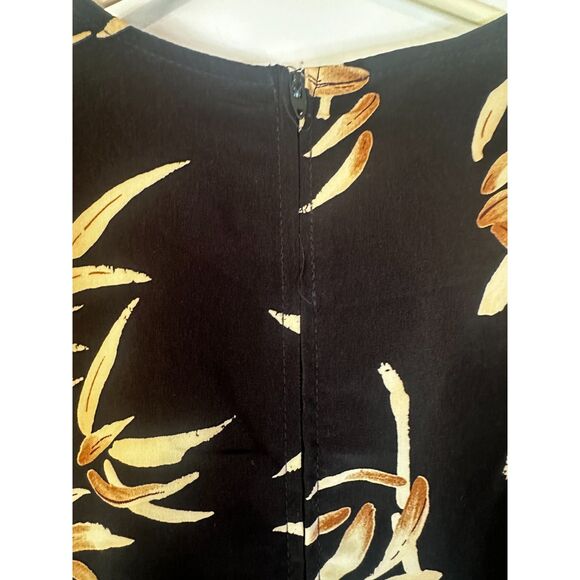 Jessica Howard Vintage Black Leaf Print Midi Shift Dress Size 10 USA - Picture 4 of 5
